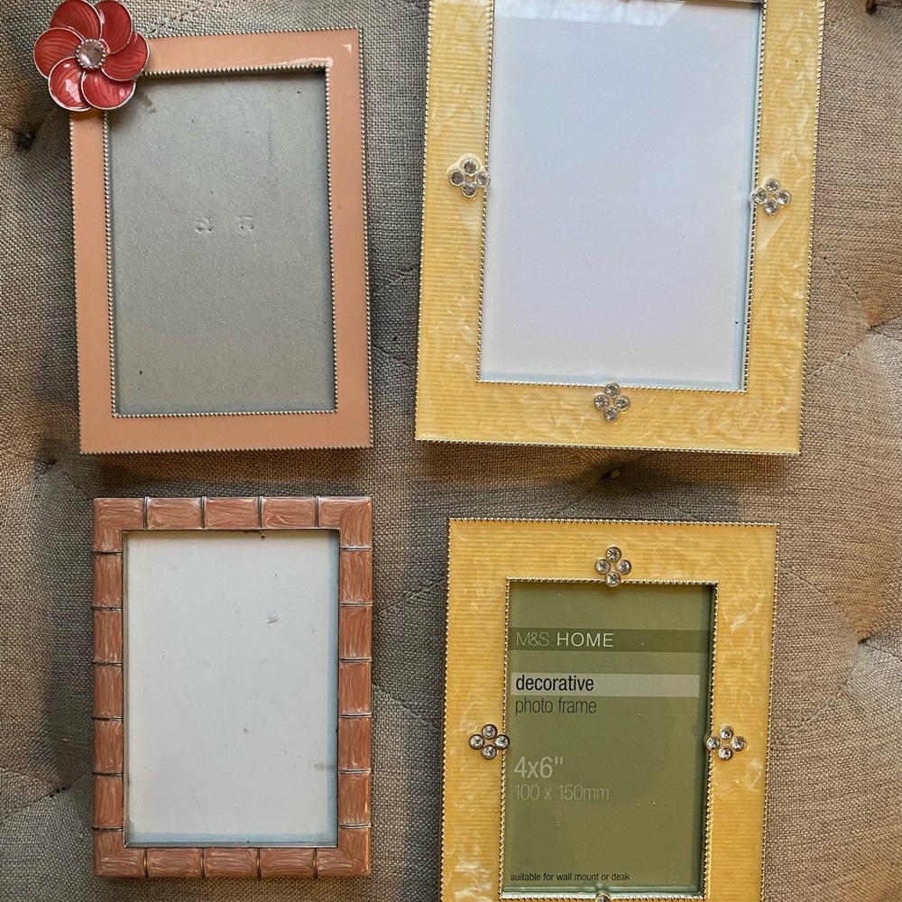 Decorative Photo Frame Set - Yellow and Pink